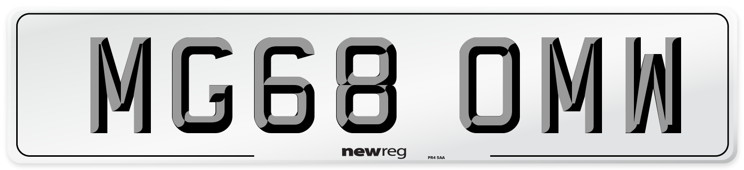 MG68 OMW Number Plate from New Reg